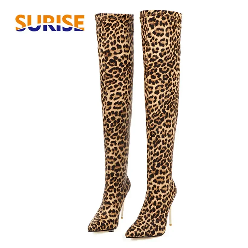 No Show Sock Women - Bottes léopard sur le genou pour