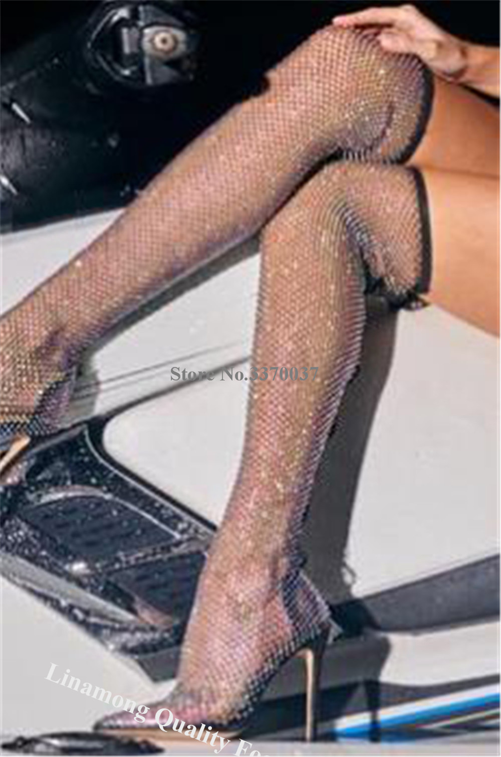 Linamong strass maille chausse - Knee High Sock Women avis et prix