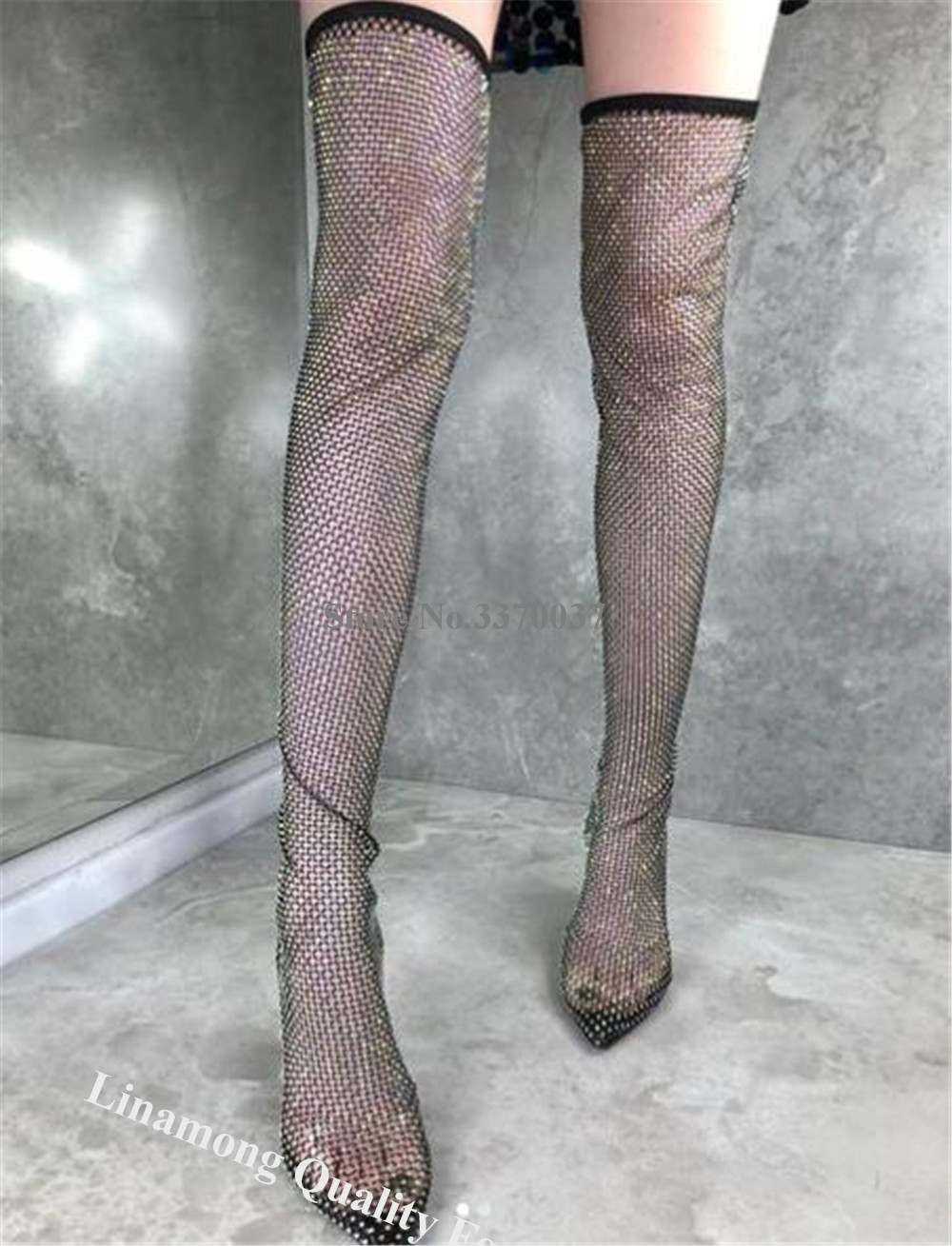 Linamong strass maille chausse - Knee High Sock Women avis et prix